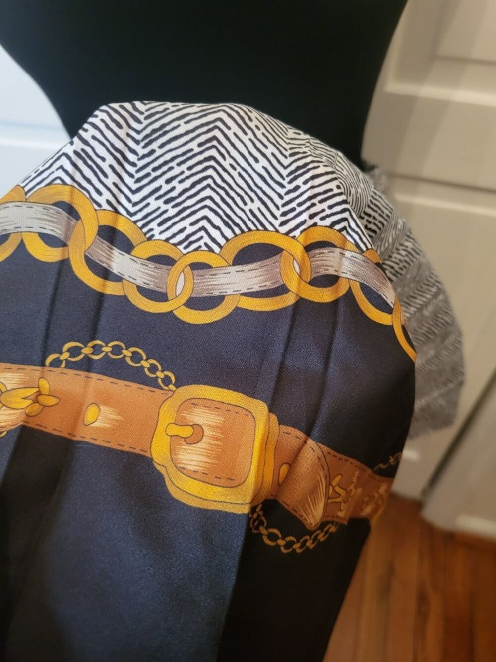 Vintage 90s Southern Lady Chain Belt Status Print Pleated Skirt  20 Equestrian